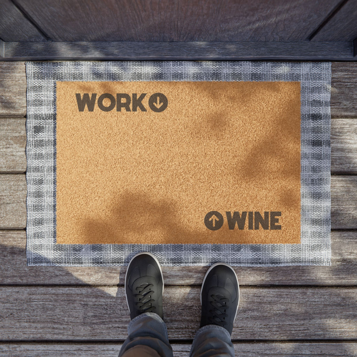 "WORK / WINE" - Funny Doormat